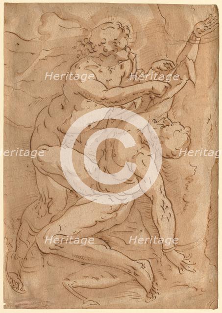 Apollo Flaying Marsyas (recto) Two Sketches of a Mother and Child (verso) , 16th century. Creator: Anonymous.