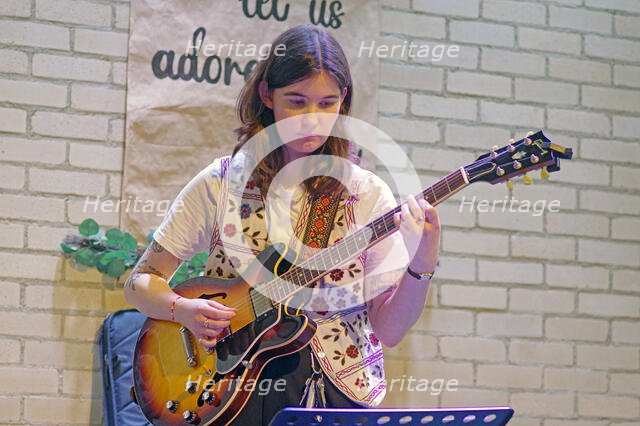 Maddy Salter, International Women’s Day, NJA Fundraiser, Baptist Church, Loughton, Essex, 2025. Creator: Brian O'Connor.