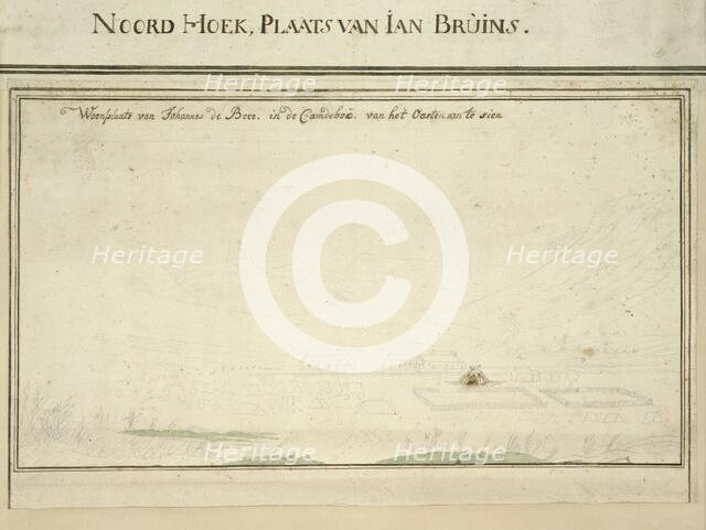 View of the farm of Johannes de Beer at Camdeboo, near the Sneeuberge, seen from the..., c.1777-1778 Creators: Robert Jacob Gordon, Johannes Schumacher.