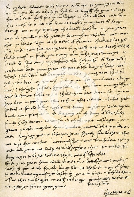 Letter from Queen Catherine of Aragon to her husband Henry VIII, 16th September 1513.Artist: Catherine of Aragon