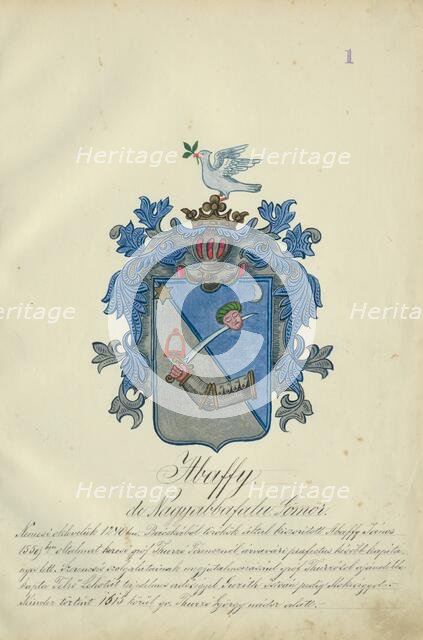 Coat of arms of the Abaffy family, 1904-1910. Creator: Adolf Medzihradsky.