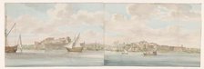 View of Fort St. Angelo near the port of Malta and Peninsula Senglea, 1778. Creator: Louis Ducros.
