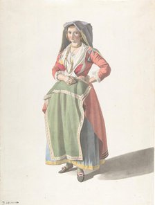 Young Woman Standing in Traditional Neapolitan Dress, ca. 1775-1821. Creator: Giovanni Battista Lusieri.