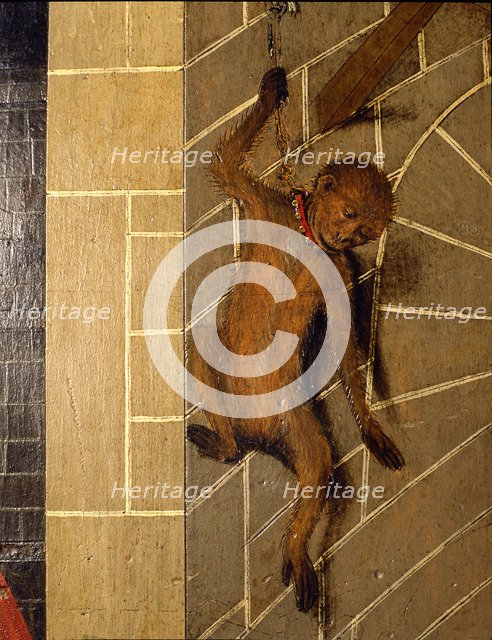  'Monkey on a wall', detail of the Transfiguration altarpiece, 1445-1452. Tempera on wood by Bern…