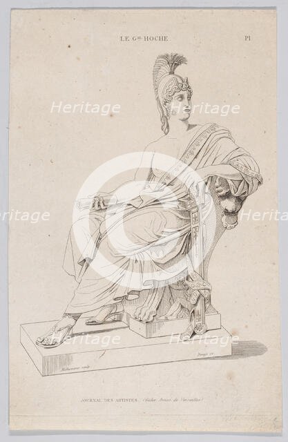Statue of a seated Roman, from Journal des Artistes, 1827-48. Creator: Anon.