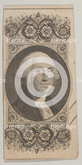 Banknote motif: Portrait on George Washington in a decorative panel, ca. 1824-37. Creator: Attributed to Asher Brown Durand.