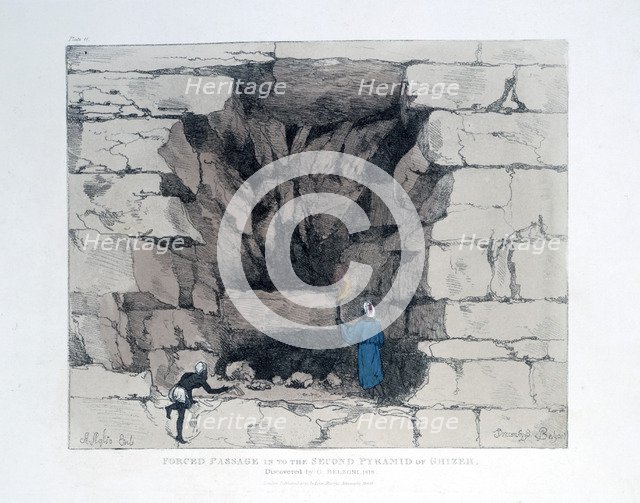 'Forced Passage in the Second Pyramid of Ghizeh', Egypt, 1820. Artist: Agostino Aglio