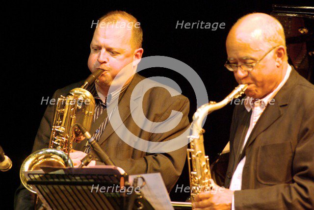 Alan Barnes with Art Themen, Brecon Jazz Festival, Powys, Wales.  Artist: Brian O'Connor