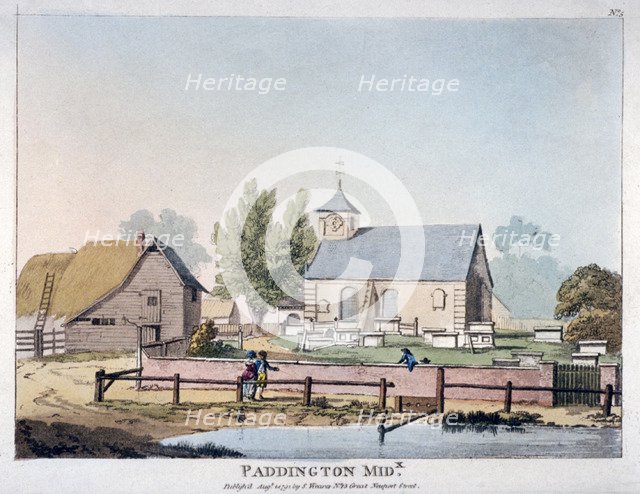 View of St Mary's Church, Paddington, London, 1791.                                      Artist: Anon