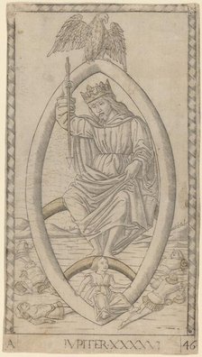 Iupiter (Jupiter), c. 1465. Creator: Master of the E-Series Tarocchi.