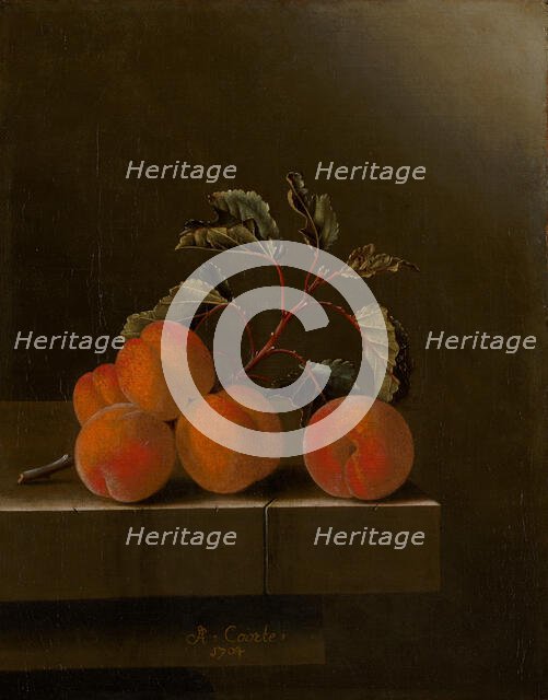 Still Life with Five Apricots, c1680-1700. Creator: Adriaen Coorte.