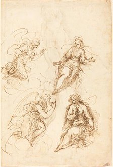Studies for an Annunciation [recto]. Creator: Jacopo Palma.