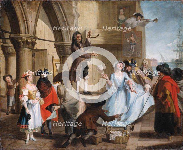 Venetian Jugglers in front of the Palace of the Doge, c1750-1760. Creator: Venetian Master.