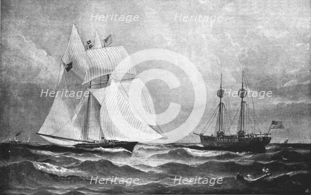 ''The Race for the America's Cup - The Cambria Rounding Sandy Hook', 1870 (1891). Creator: Unknown.