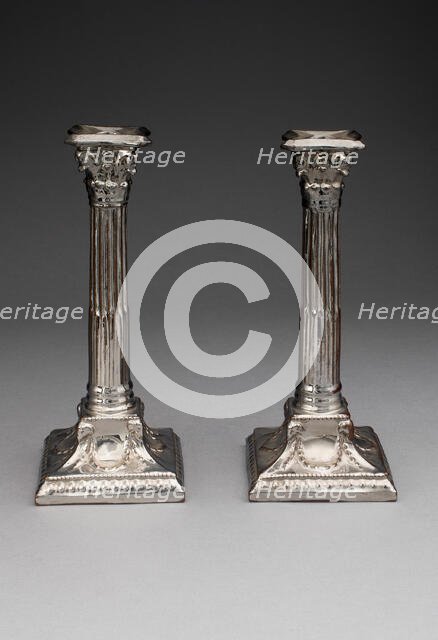 Candlestick (one of a pair), Staffordshire, 1810/20. Creator: Staffordshire Potteries.