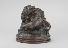 Two Young Lions, model 1832/1838, cast by 1873. Creator: Antoine-Louis Barye.