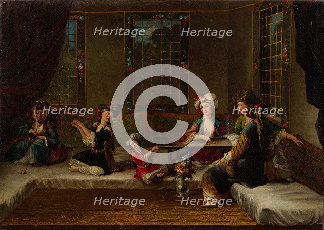 Women Embroidering, 1730s. Artist: Vanmour (Van Mour), Jean-Baptiste, (School)  