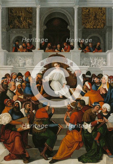 The Twelve-Year-Old Jesus Teaching in the Temple, 1524. Artist: Mazzolino, Ludovico (1480-1528)