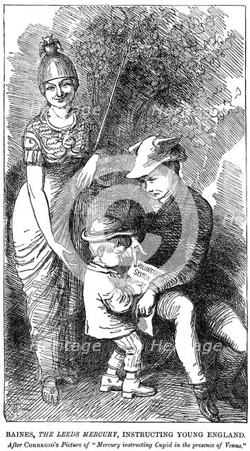 'Baines,'The Leeds Mercury', Instructing Young England', 1847. Artist: Unknown