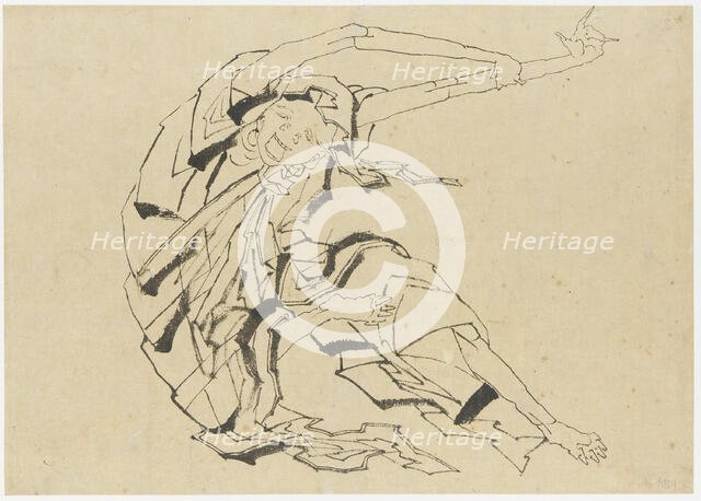 Long-armed man stretching, Edo period, 19th century. Creator: Hokusai.