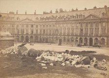 [The Vendôme Column After Being Torn Down by the Communards], 1871. Creator: Hippolyte-Auguste Collard.