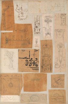 Page from a Scrapbook containing Drawings and Several Prints of Architecture, Int..., ca. 1800-1850. Creators: Workshop of Charles Percier, Workshop of Pierre François Léonard Fontaine.