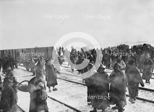 'China - Natives On Railroad Tracks', 1913. Creator: Harris & Ewing.