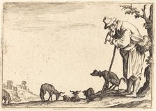 Shepherd Playing Flute, c. 1622. Creator: Jacques Callot.