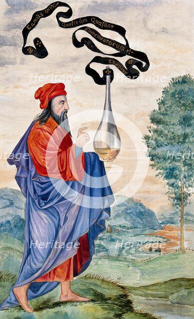 An alchemical adept carrying the vase of Hermes, which is inscribed "Let us..., 1900-1909. Creator: Edith Annie Ibbs.