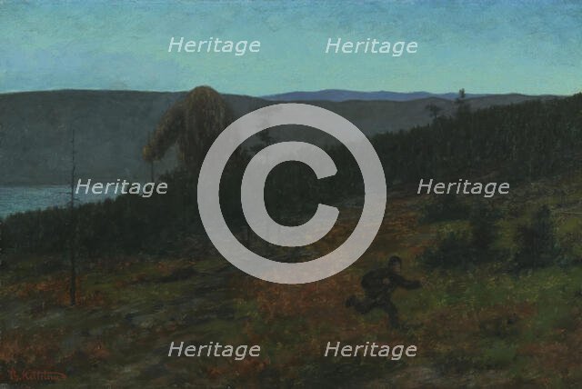 The Ash Lad and the Troll; For Soria Moria Palace, series consisting of twelve..., 1900. Creator: Theodor Kittelsen.