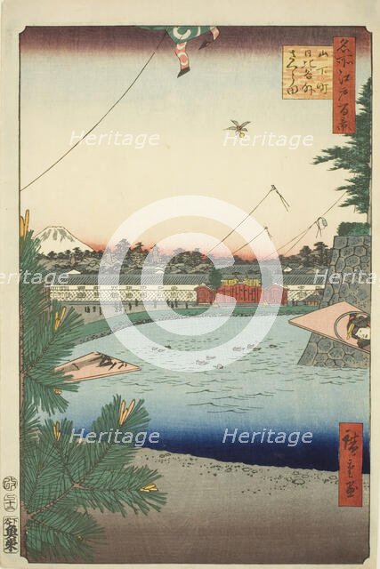 Hibiya and Soto-Sakurada from Yamashita-cho (Yamashita-cho Hibiya Soto-Sakurada), from the..., 1857. Creator: Ando Hiroshige.