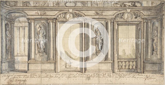 Design for a Painted Wall Decoration for Palazzo Massimo all'Aracoeli (Rome), 1683. Creator: Basilio Briccio.