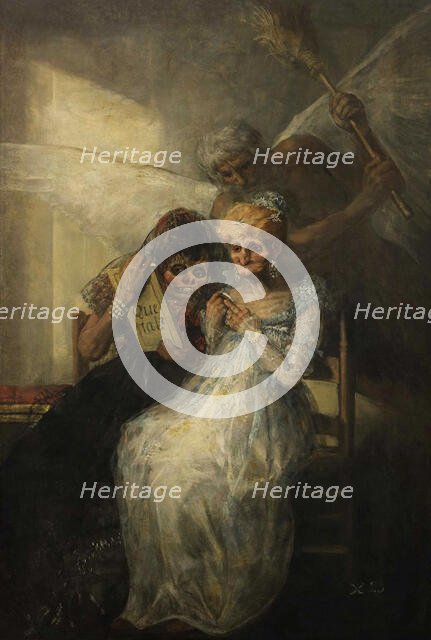 El Tiempo (Time and the old woman), c. 1810. Creator: Goya, Francisco, de (1746-1828).