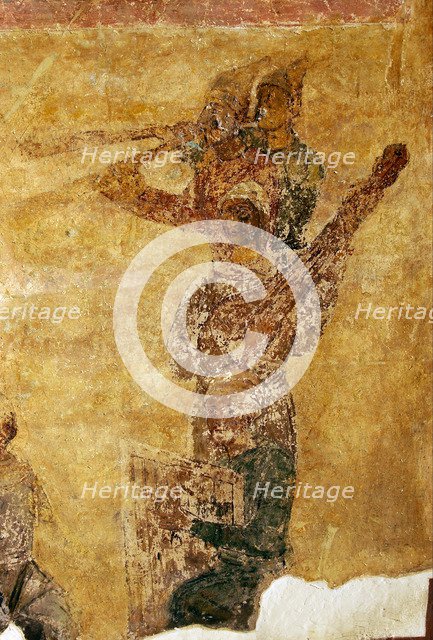 Musicians and acrobats (detail). Artist: Ancient Russian frescos  