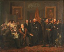 Triumvirate Assuming Power in the Name of the Prince of Orange, 21 November 1813, c.1828. Creator: Jan Willem Pieneman.
