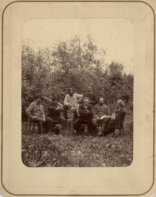 A group of Krasnoyarsk residents hunting in the Minusinsk district, on the Yenisei River, 1888. Creator: Akselrod.