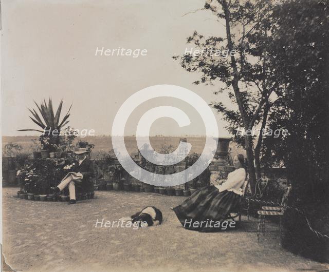 Untitled (Man and Woman Relaxing), c. 1854. Creator: Louis Pierre Théophile Dubois de Nehaut (Belgian, 1799-1872).