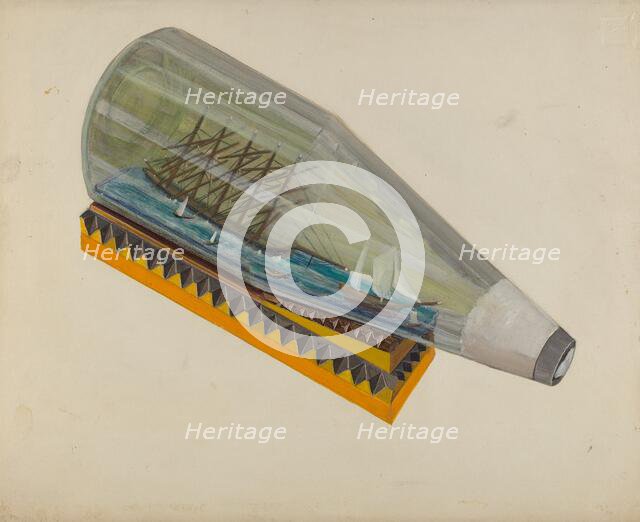 Ship in a Bottle, c. 1936. Creator: Charles R. Shane.