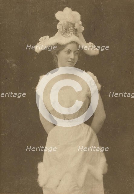 Portrait of young woman in hat, about 1870-1880. Creator: Otto von Mayer.