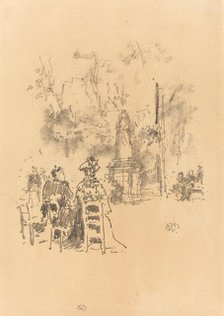 Conversation Under the Statue, Luxembourg Gardens, 1893. Creator: James Abbott McNeill Whistler.