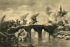 Generals Bonaparte and Augereau storm the bridge at Arcola, November 1796, (1921). Creator: Unknown.