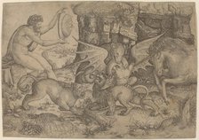 Allegorical Theme: Combat of Animals, c. 1515/1520. Creator: Master of the Beheading of St. John the Baptist.