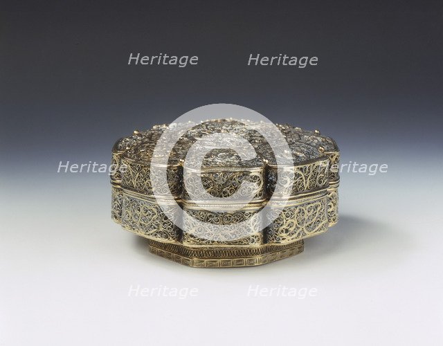 Silver filigree covered box, Qing Dynasty, China, late 18th century-early 19th century. Artist: Unknown