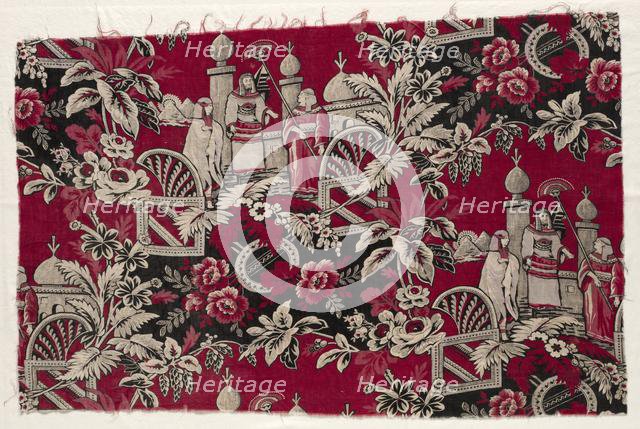 Printed Cotton with Egyptian Scene, 1800s. Creator: Unknown.