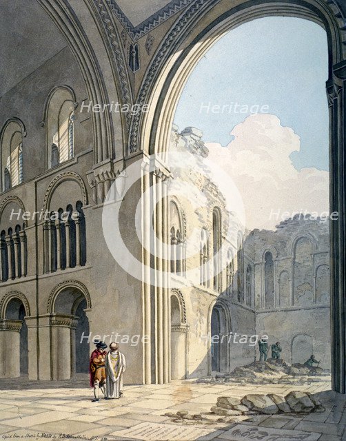 Choir of the Church of St Bartholomew-the-Great during repairs, Smithfield, City of London, 1815. Artist: Frederick Nash