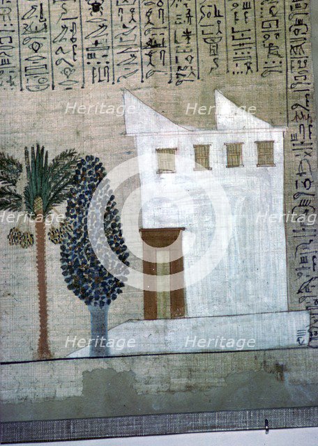 Egyptian image of a white-plastered brick house, 14th century BC Artist: Unknown