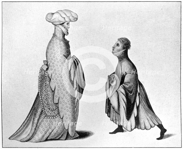 Examples of the houppelande, 14th century, (1910). Artist: Unknown