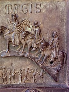 The Magi. Bronze relief at the south gate of the transept of Pisa Cathedral, designed by Bonanno …