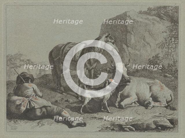 Reclining Shepherd with a Sack, c. 1763. Creator: Francesco Londonio.