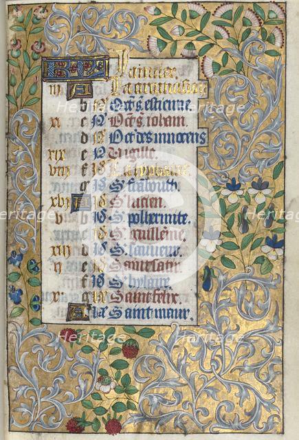 Book of Hours (Use of Rouen): fol. 1r, Elaborate Foliated Border, c. 1470. Creator: Master of the Geneva Latini (French, active Rouen, 1460-80).